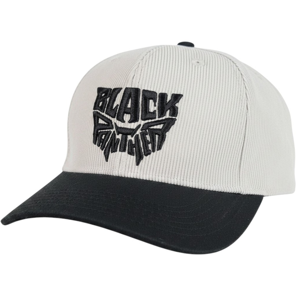 Marvel Black Panther Corduroy Snapback Hat Mens White Black Adjustable Baseball
